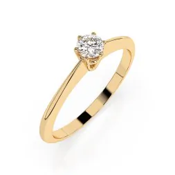 0,15 Karat Diamant Verlobungsring mit 1 Diamanten, Gelbgold 585 / 14K, Weite 50 mm, Gewicht ca. 1.5 g.