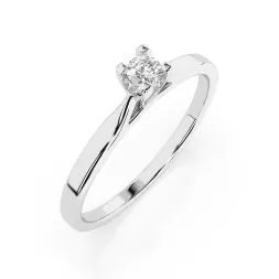 0,06 Karat Diamant Verlobungsring mit 1 Diamanten, Weißgold 585 / 14K, Weite 68 mm, Gewicht ca. 1.5 g.