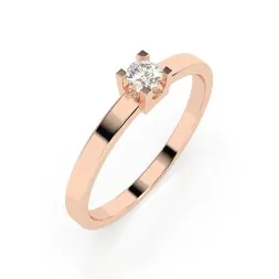 0,10 Karat Diamant Verlobungsring mit 1 Diamanten, Rotgold 585 / 14K, Weite 49 mm, Gewicht ca. 1.5 g.