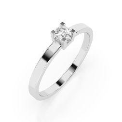0,10 Karat Diamant Verlobungsring mit 1 Diamanten, Weißgold 585 / 14K, Weite 52 mm, Gewicht ca. 1.5 g.