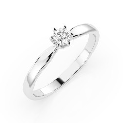 0,10 Karat Diamant Verlobungsring mit 1 Diamanten, Weißgold 585 / 14K, Weite 68 mm, Gewicht ca. 1.6 g.