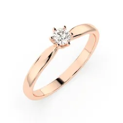0,20 Karat Diamant Verlobungsring mit 1 Diamanten, Rotgold 585 / 14K, Weite 47 mm, Gewicht ca. 2.1 g.