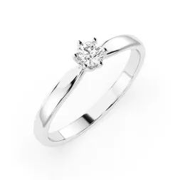 0,20 Karat Diamant Verlobungsring mit 1 Diamanten, Weißgold 585 / 14K, Weite 67 mm, Gewicht ca. 2.1 g.