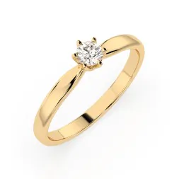 0,20 Karat Diamant Verlobungsring mit 1 Diamanten, Gelbgold 585 / 14K, Weite 64 mm, Gewicht ca. 2.1 g.