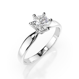 0,5 Karat Diamant Verlobungsring mit 1 Diamanten, Weißgold 585 / 14K, Weite 60 mm, Gewicht ca. 2.1 g.