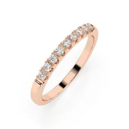 0,18 Karat Diamant Verlobungsring mit 9 Diamanten, Rotgold 585 / 14K, Weite 67 mm, Gewicht ca. 1.6 g.
