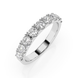 0,78 Karat Diamant Verlobungsring mit 9 Diamanten, Weißgold 585 / 14K, Weite 52 mm, Gewicht ca. 3.0 g.