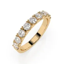 0,78 Karat Diamant Memoire Ring mit 9 Diamanten, Gelbgold 585 / 14K, Weite 48 mm, Gewicht ca. 3.0 g.