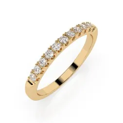 0,22 Karat Diamant Memoire Ring mit 11 Diamanten, Gelbgold 585 / 14K, Weite 51 mm, Gewicht ca. 