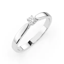 0,08 Karat Diamant Verlobungsring mit 1 Diamanten, Weißgold 585 / 14K, Weite 68 mm, Gewicht ca. 1.9 g.
