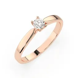 0,15 Karat Diamant Verlobungsring mit 1 Diamanten, Rotgold 585 / 14K, Weite 51 mm, Gewicht ca. 1.7 g.