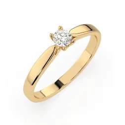 0,15 Karat Diamant Verlobungsring mit 1 Diamanten, Gelbgold 585 / 14K, Weite 67 mm, Gewicht ca. 1.7 g.