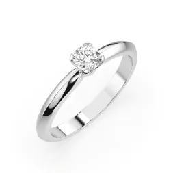 0,1 Karat Diamant Verlobungsring mit 1 Diamanten, Weißgold 585 / 14K, Weite 52 mm, Gewicht ca. 1.3 g.