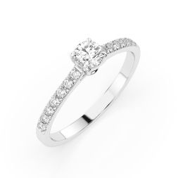 0,2+0,21 Karat Diamant Verlobungsring mit 15 Diamanten, Weißgold 585 / 14K, Weite 63 mm, Gewicht ca. 1.6 g.