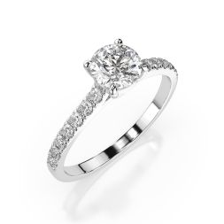 0,4+0,21 Karat Diamant Verlobungsring mit 15 Diamanten, Weißgold 585 / 14K, Weite 59 mm, Gewicht ca. 1.5 g.