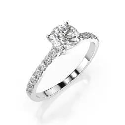0,4+0,21 Karat Diamant Verlobungsring mit 15 Diamanten, Weißgold 585 / 14K, Weite 55 mm, Gewicht ca. 1.5 g.
