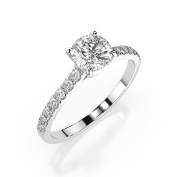 0,5+0,21 Karat Diamant Verlobungsring mit 15 Diamanten, Weißgold 585 / 14K, Weite 72 mm, Gewicht ca. 1.6 g.