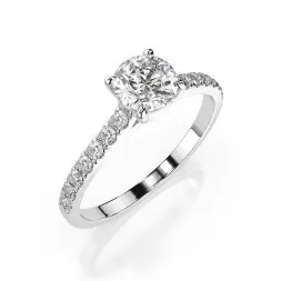 0,5+0,21 Karat Diamant Verlobungsring mit 15 Diamanten, Weißgold 585 / 14K