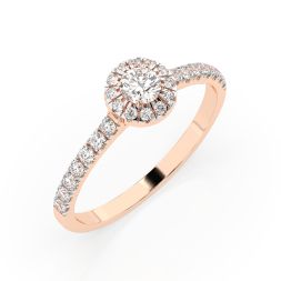 0,29+0,25 Karat Diamant Verlobungsring mit 30 Diamanten, Rotgold 585 / 14K, Weite 60 mm, Gewicht ca. 1.6 g.