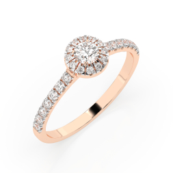 0,29+0,25 Karat Diamant Verlobungsring mit 30 Diamanten, Rotgold 585 / 14K, Weite 54 mm, Gewicht ca. 1.6 g.