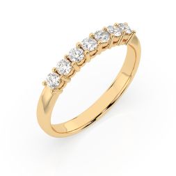 0,42 Karat Diamant Verlobungsring mit 7 Diamanten, Gelbgold 585 / 14K, Weite 59 mm, Gewicht ca. 2.1 g.