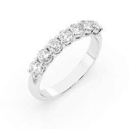 0,7 Karat Diamant Verlobungsring mit 7 Diamanten, Weißgold 585 / 14K, Weite 57 mm, Gewicht ca. 2.5 g.