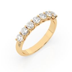 0,7 Karat Diamant Verlobungsring mit 7 Diamanten, Gelbgold 585 / 14K, Weite 63 mm, Gewicht ca. 2.5 g.