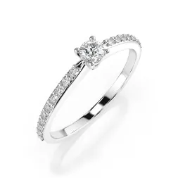 0,1+0,16 Karat Diamant Verlobungsring mit 21 Diamanten, Weißgold 585 / 14K, Weite 48 mm, Gewicht ca. 1.2 g.