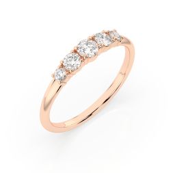 0,42 Karat Diamant Verlobungsring mit 5 Diamanten, Rotgold 585 / 14K, Gewicht ca. 1.5 g.