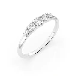 0,42 Karat Diamant Verlobungsring mit 5 Diamanten, Weißgold 585 / 14K, Weite 48 mm, Gewicht ca. 1.5 g.