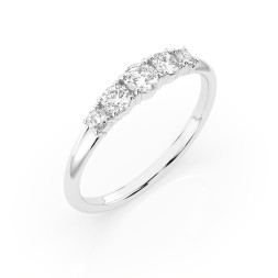 0,42 Karat Diamant Verlobungsring mit 5 Diamanten, Weißgold 585 / 14K, Weite 62 mm, Gewicht ca. 1.5 g.