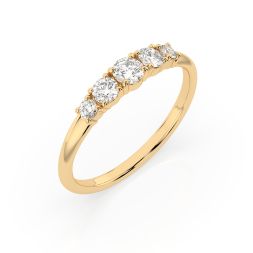 0,42 Karat Diamant Verlobungsring mit 5 Diamanten, Gelbgold 585 / 14K, Weite 48 mm, Gewicht ca. 1.5 g.