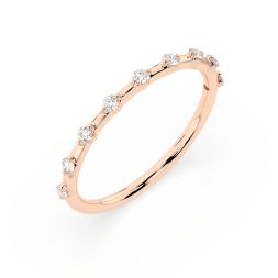0,18 Karat Diamant Verlobungsring mit 9 Diamanten, Rotgold 585 / 14K, Weite 54 mm, Gewicht ca. 1.1 g.
