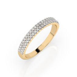 0,18 Karat Diamant Verlobungsring mit 46 Diamanten, Gelbgold 585 / 14K, Weite 49 mm, Gewicht ca. 1.7 g.