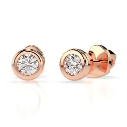 0,10 Karat Diamant Ohrstecker mit 2 echten Diamanten, Rotgold 585 / 14K
