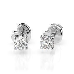 0,12 Karat Diamantohrstecker mit 2 echten Diamanten, Weißgold 585 / 14K