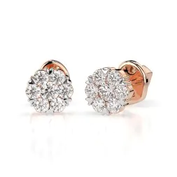 0,18 Karat Diamant Ohrstecker mit 14 echten Diamanten, Rotgold 585 / 14K