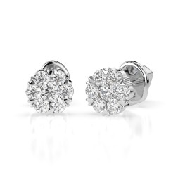 0,18 Karat Diamantohrstecker mit 14 echten Diamanten, Weißgold 585 / 14K