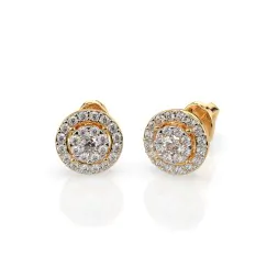 0,22 Karat Diamant Ohrstecker mit 50 echten Diamanten, Gelbgold 585 / 14K
