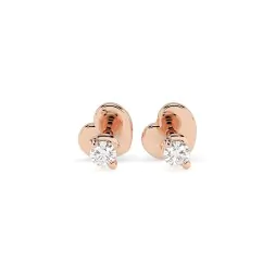 0,08 Karat Diamant Ohrstecker mit 2 echten Diamanten, Rotgold 585 / 14K