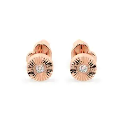 0,04 Karat Diamant Ohrstecker mit 2 echten Diamanten, Rotgold 585 / 14K