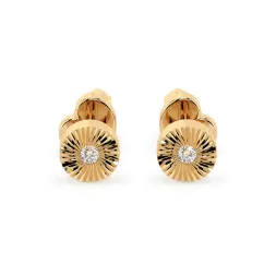 0,04 Karat Diamant Ohrstecker mit 2 echten Diamanten, Gelbgold 585 / 14K