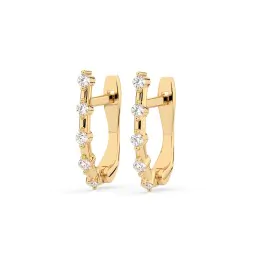 0,2 Karat Diamant Creolen, Gelbgold 585 / 14 Karat, Gewicht ca. 1.6 g.