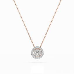 Diamantanhänger in 0,11 Karat, Rotgold 585 / 14 Karat, mit einer 585ger Goldkette in 40 cm lang, Gewicht ca. 1,3 g.