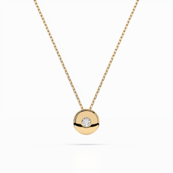 Diamantanhänger in 0,04 Karat, Gelbgold 585 / 14 Karat, mit einer 585ger Goldkette in 40 cm lang, Gewicht ca. 1,8 g.