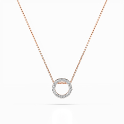 Diamantanhänger in 0,09 Karat, Rotgold 585 / 14 Karat, mit einer 585ger Goldkette in 42 cm lang, Gewicht ca. 1,8 g.