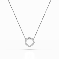 Diamantanhänger in 0,09 Karat, Weißgold 585 / 14 Karat, mit einer 585ger Goldkette in 40 cm lang, Gewicht ca. 1,8 g.