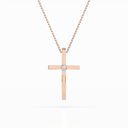 Diamantanhänger in 0,03 Karat, Rotgold 585 / 14 Karat, mit einer 585ger Goldkette in 40 cm lang, Gewicht ca. 2 g.