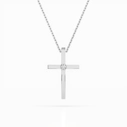 Diamantanhänger in 0,03 Karat, Weißgold 585 / 14 Karat, mit einer 585ger Goldkette in 42 cm lang, Gewicht ca. 2 g.