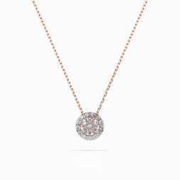 Diamantanhänger in 0,19 Karat, Rotgold 585 / 14 Karat, mit einer 585ger Goldkette in 42 cm lang, Gewicht ca. 1,8 g.